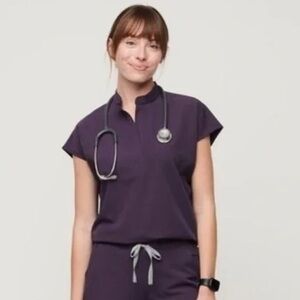 Figs Rafaela Scrub Top Purple Shadow